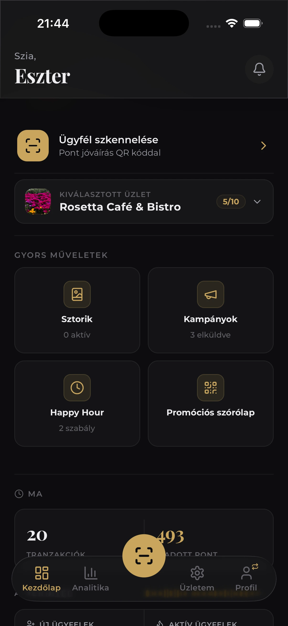 Revino vendor dashboard - real-time overview