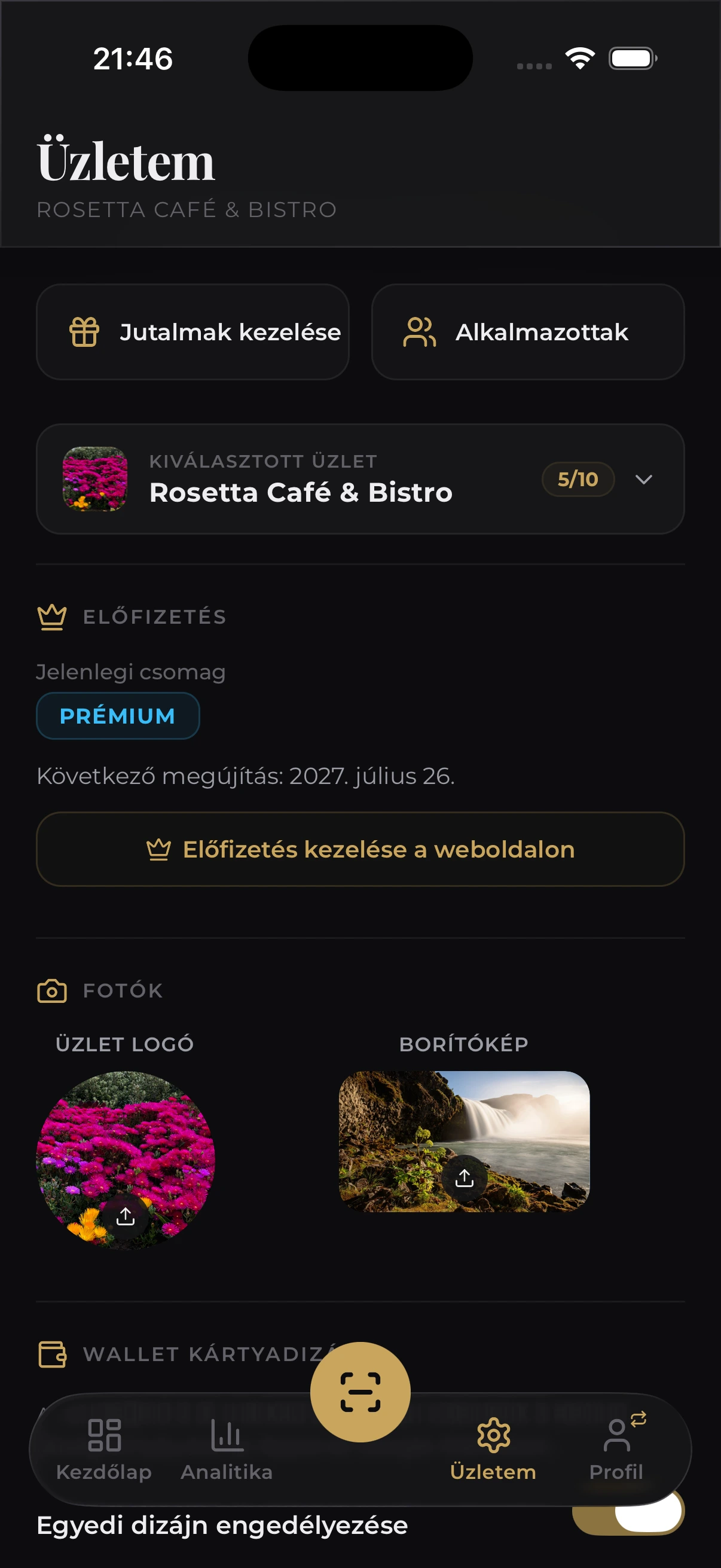 Revino üzleti beállítások