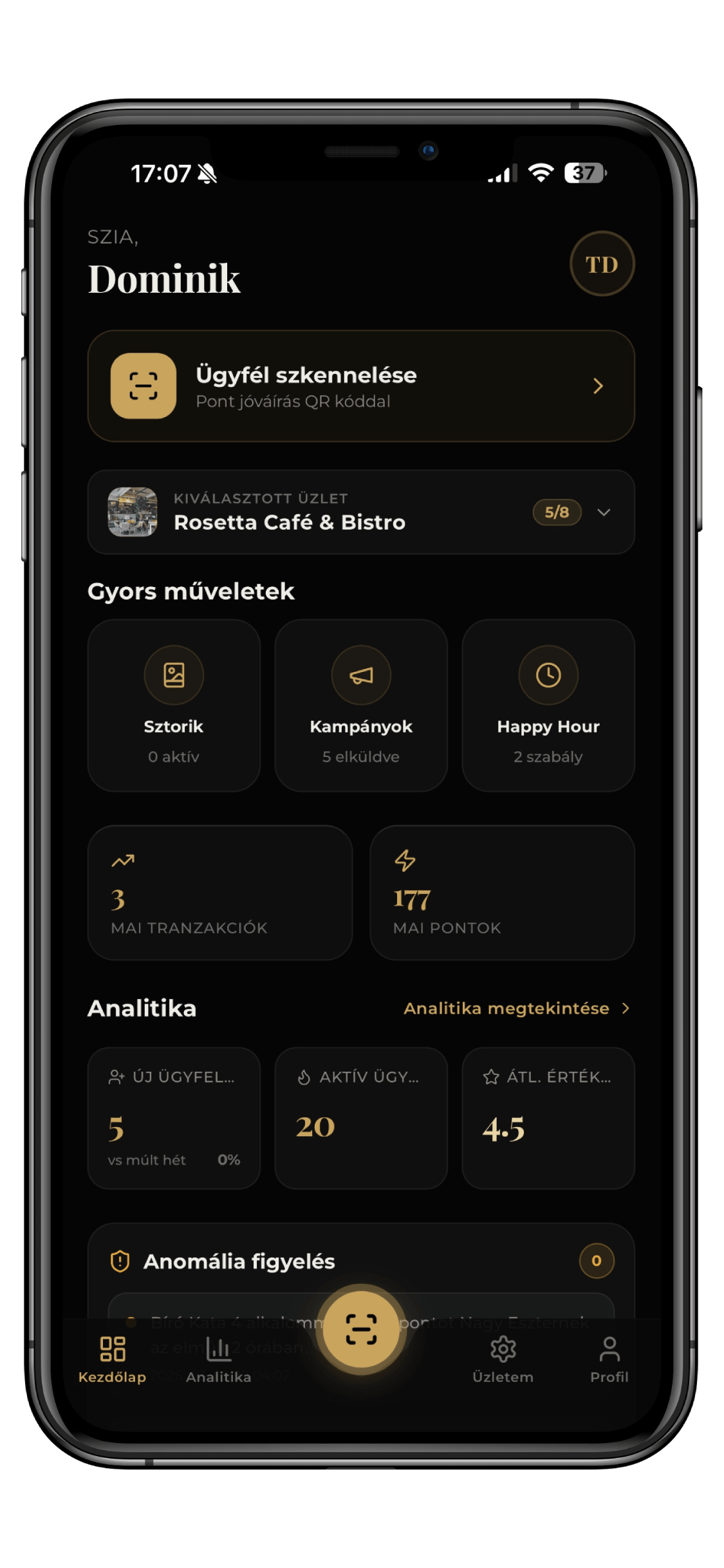 Revino vendor dashboard – real-time overview